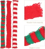 BESTonZON Mini Christmas Scarves Red Green Striped Wool 20x0.8 Inch view 9