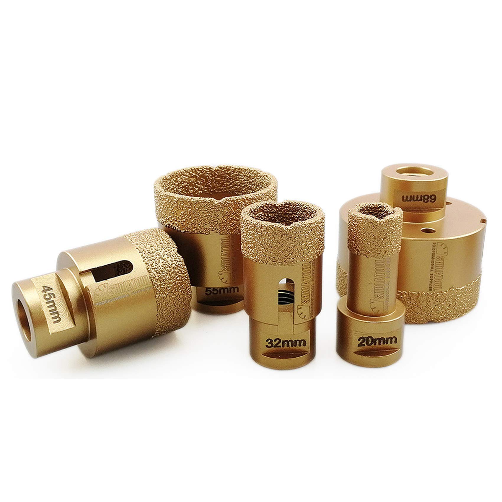 SHDIATOOL 5pcs Diamond Drill Core Bits Set Diameter 20 32 45 55 68mm for Porcelain Tile Granite