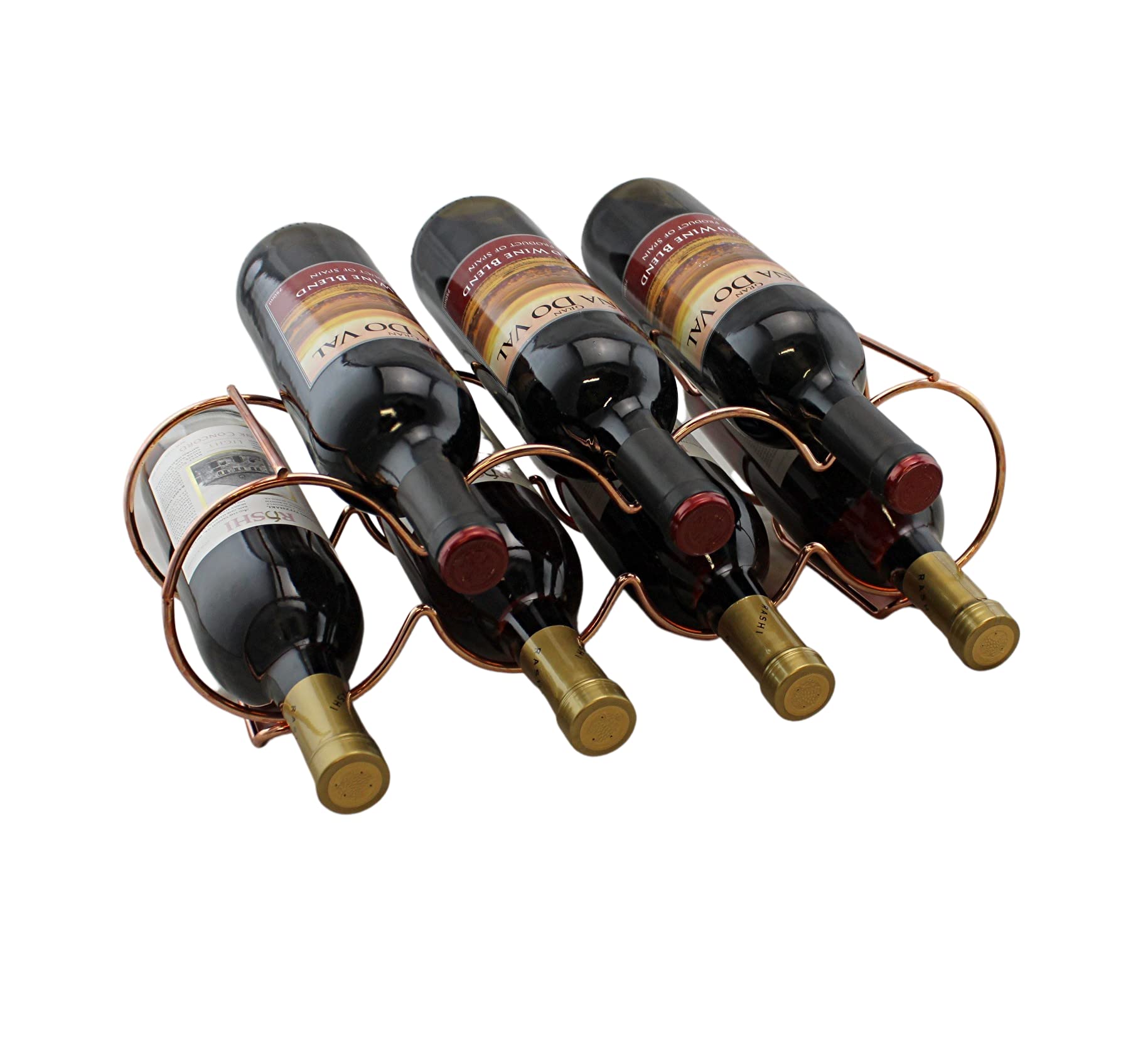 DINY Home & Style Rose Gold Stackable Table Top Wine Rack Each Holds 4 Bottles - Keeps Bottles of Wine Horizontal to Prevent Oxidation