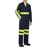 Red Kap Men's Enhanced Visibility Twill Action Back Coverall with Chest Pockets, Oversized Fit, Long Sleeve