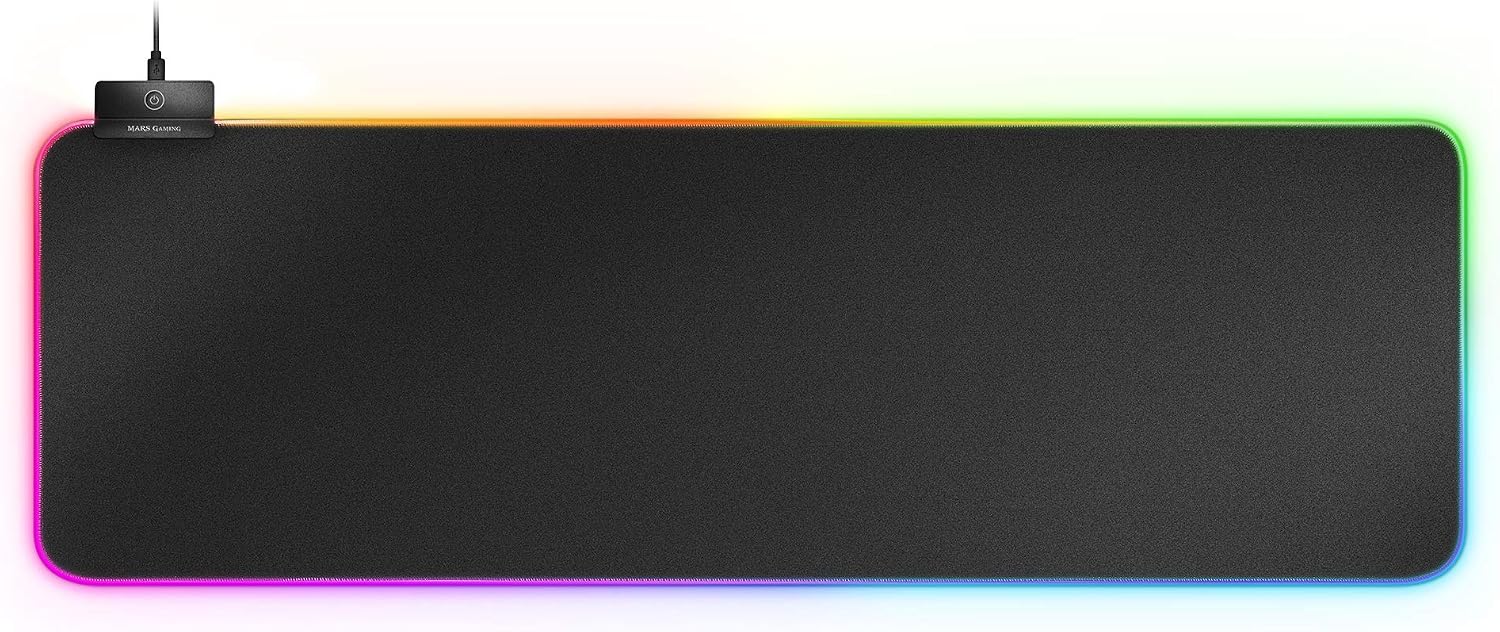 Mars Gaming MMPRGB2 XXL Mouse Mat 800 x 300 x 4 mm, RGB 12 Modes, 2 USB 2.0, Black/White, 800L x 300W mm