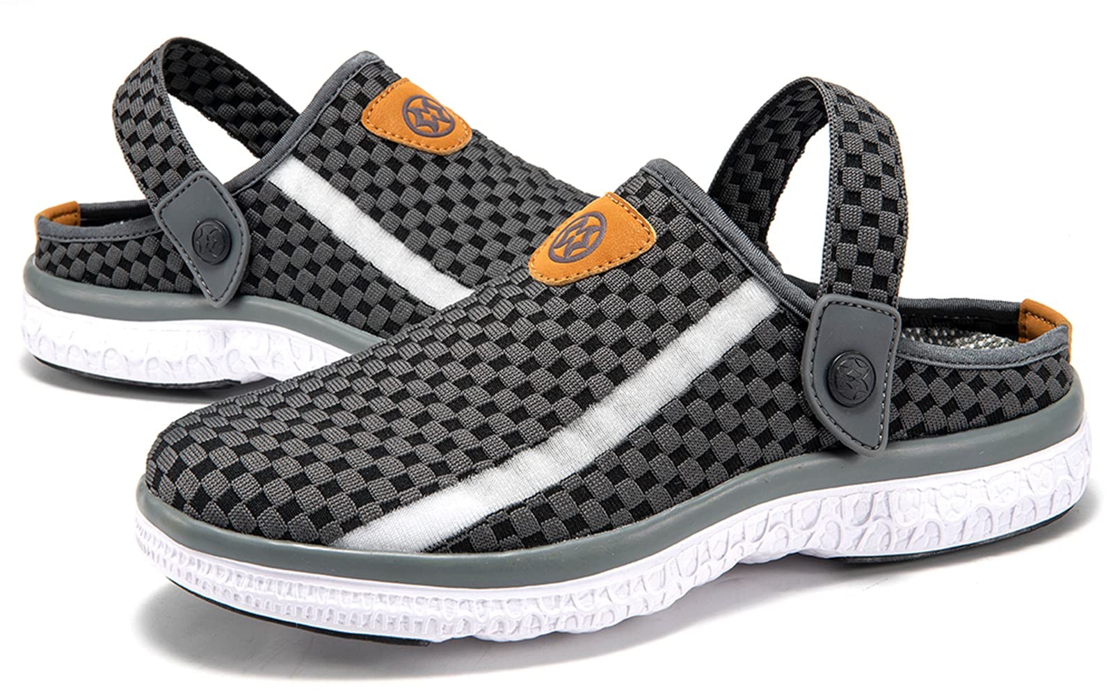 Clogs Hausschuhe Herren Damen Pantoletten Gartenschuhe Sommer Gartenclogs Atmungsaktiv rutschfest Sandalen, Dunkelgrau, 43 EU 6