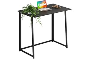 4NM 31.5" Small Folding Desk, Simple Assembly Computer Desk Home Office Desk Study Writing Table for Small Space Offices -All Black