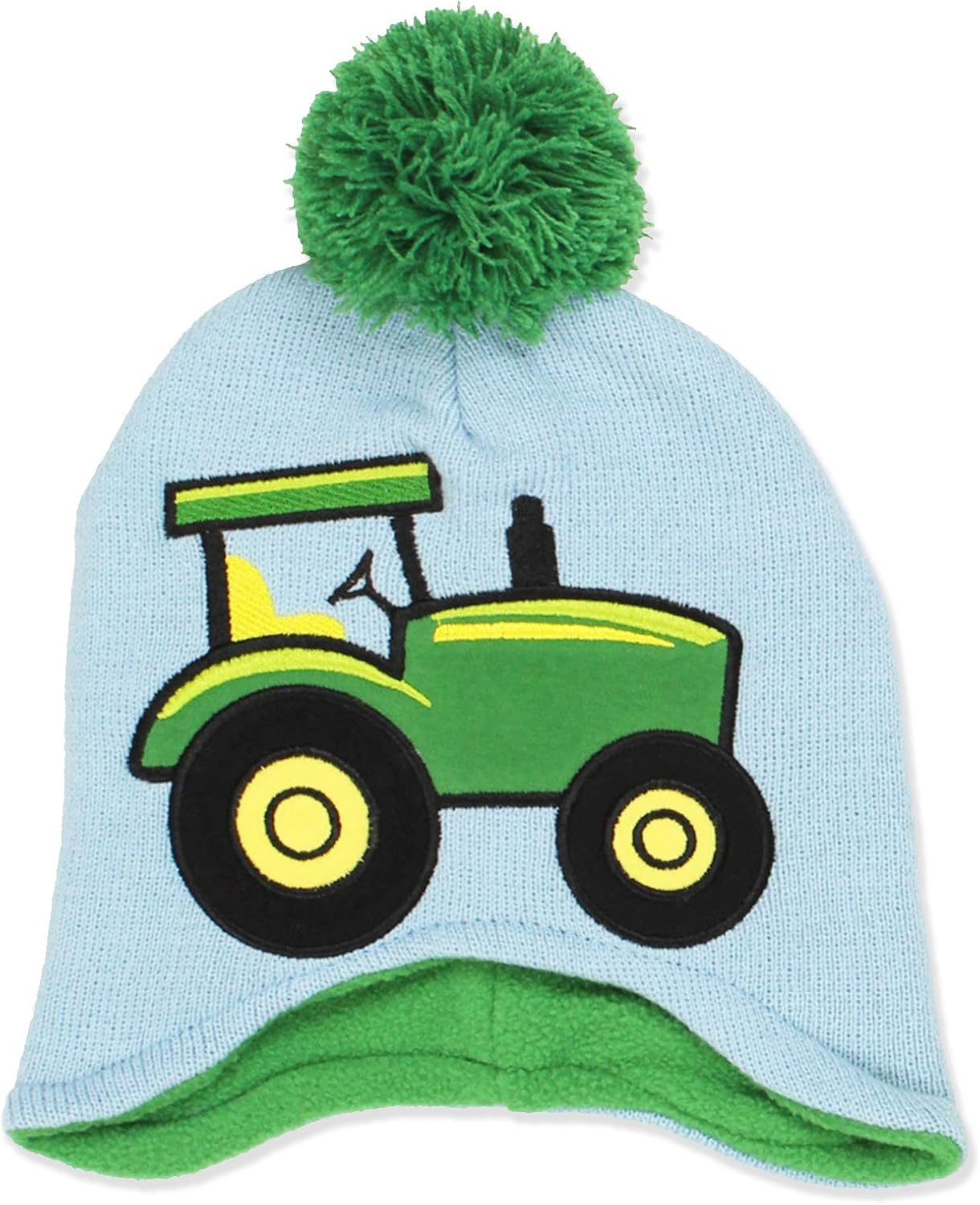 John Deere Boys' Toddler Applique Tractor Winter Hat, Light Blue, One Size Clothing