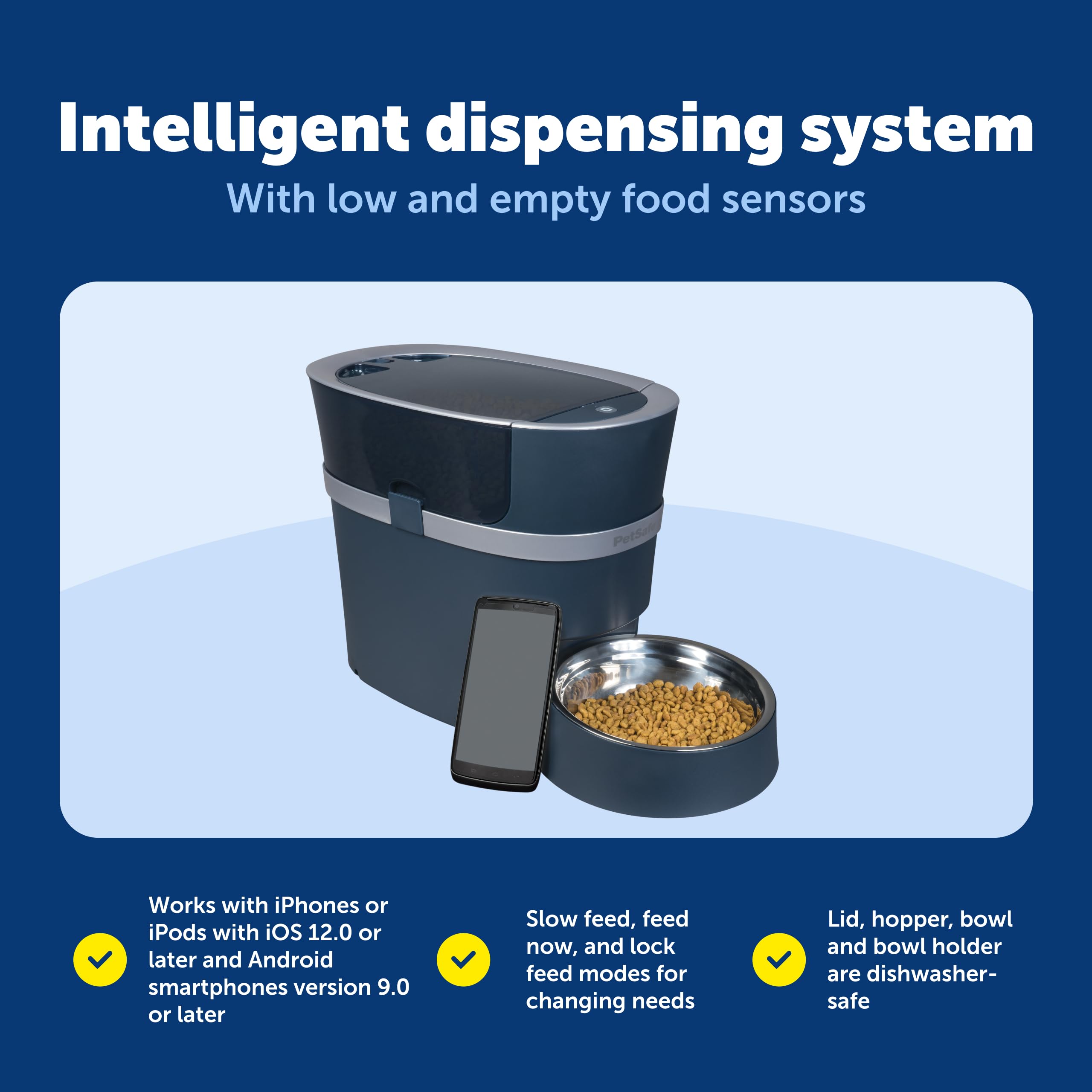 PetSafe Smart Feed Pet Feeder, Automatic Cat Feeder, Automatic Dog Feeder with App, Compatible With Alexa, Apple, Android, Backup Batteries For Power Outage, Black - View 6