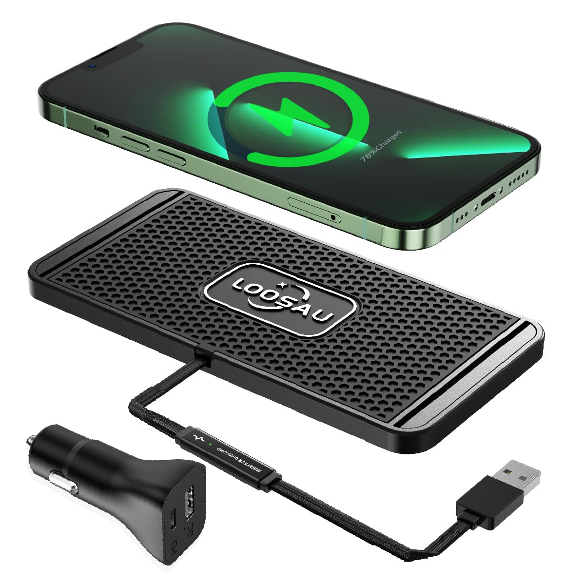 Photo 1 of LOOSAU Wireless car Charger Charging pad 15w Non Slip FastCharger for car Wireless Phone Charger for Android for iPhone 11/12/13/14/15/16 Pro Max Xs,Samsung Galaxy S20, S10+ Note 9?LG