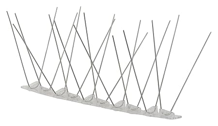 Prompt Grade Stainless Steel Bird Spikes for Bird & Pigeon Control (10 Foot/4 Rows) with Adhesive.Silver