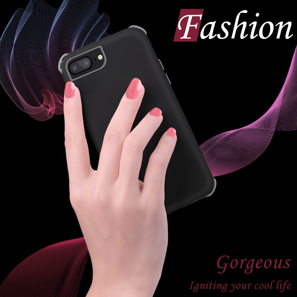 iPhone 8 Plus Case, iPhone 7 Plus Case, iPhone 6 Plus Case, JASBON Dual Layer Soft TPU Hard PC Defender Case Smooth Surface Anti-scratch Cover Drop Protection Case for Apple iPhone 8/7/6 Plus-Black