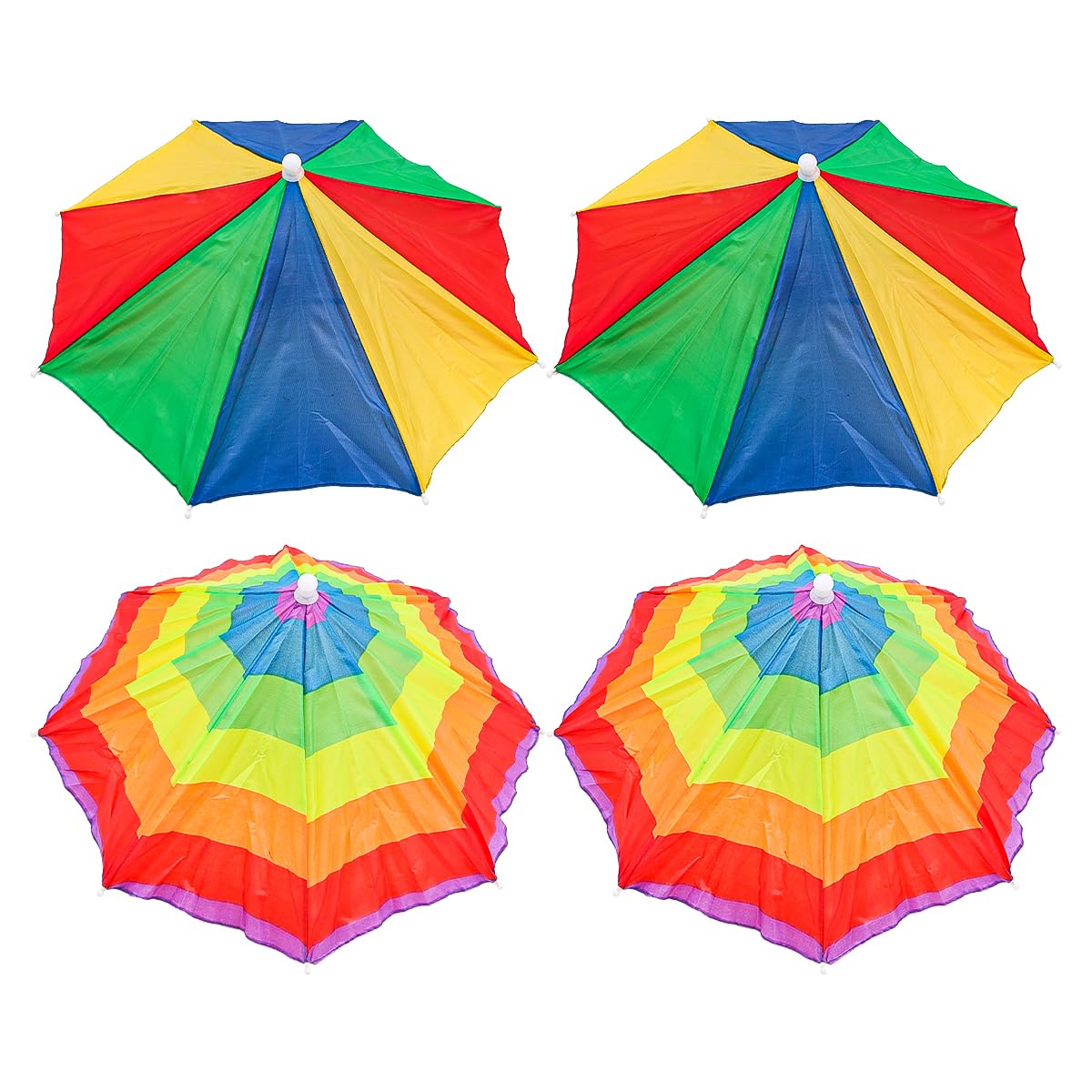 Sarini 4pcs Pack Umbrella Sun Hat And Rainbow Umbrella Hat Set Adults And Teenagers Rainproof Fishing Umbrella Hats Outdoor Golf Camping Gardening