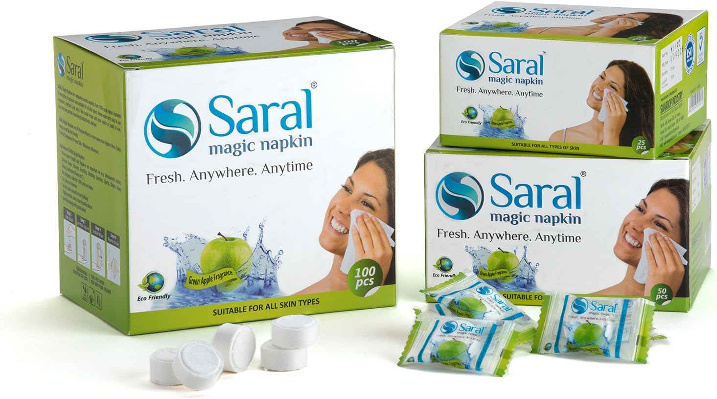 Saral Magic Napkin 175 Pieces (Green Apple) - (Pack of 3)