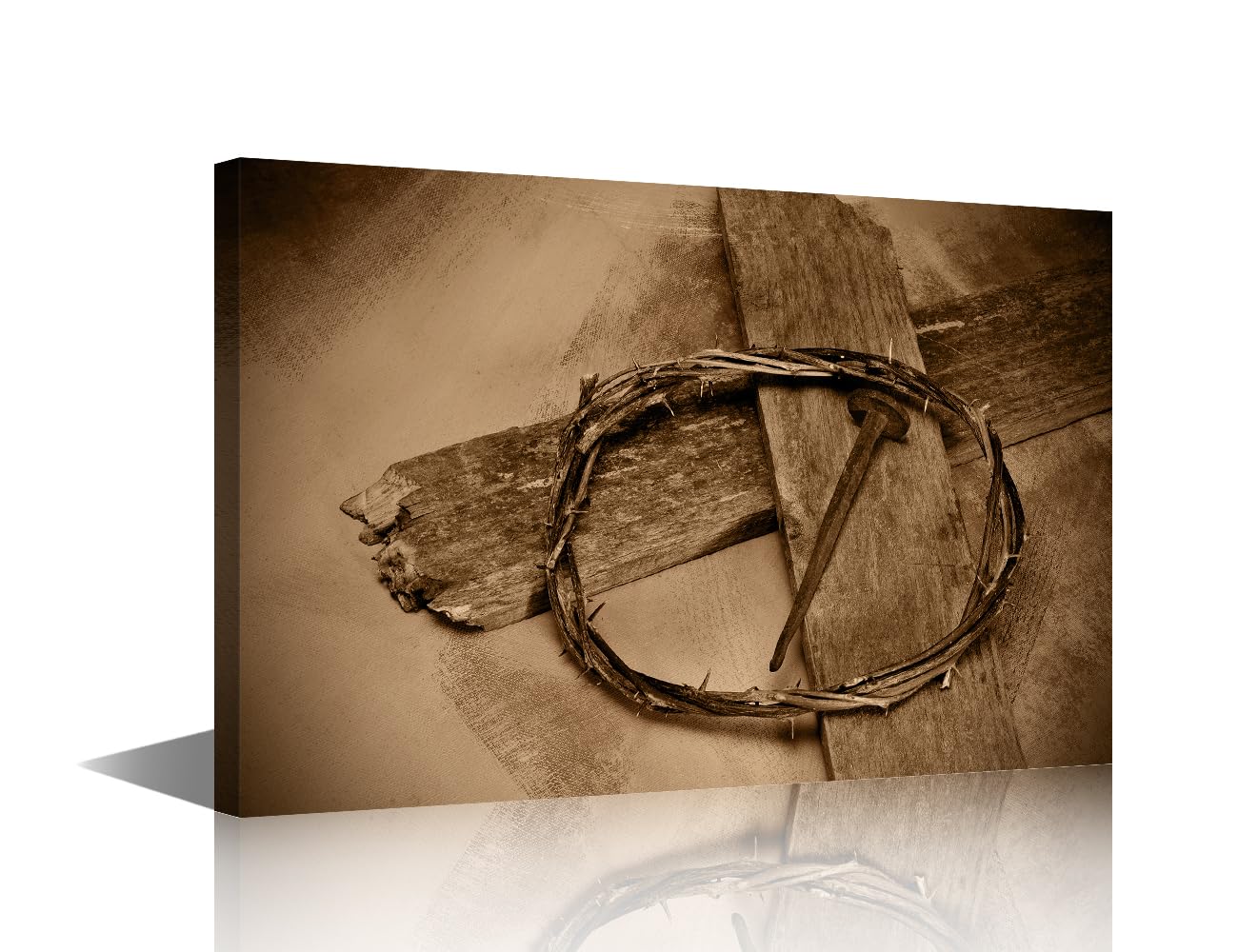 TISHIRON Vintage Wall Art for Living Room Crown of Thorns Canvas Wall Art Christian Contemporary Wall Art Posters and Prints Jesus Modern Artwork Ready to Hang for Bedroom Office, 12" Wx18 H