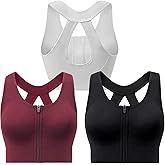 SPORME RUNNING Racerback Padded Sports Bra for Women - Medium Support Zipper Front Workout Bra