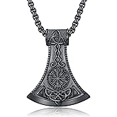KoyeKei Viking Axe Necklace for Men 925 Sterling Silver Norse Black Axe Pendant Pagan Jewelry Nordic Fathers Day Birthday Gifts for Husband Boyfriend