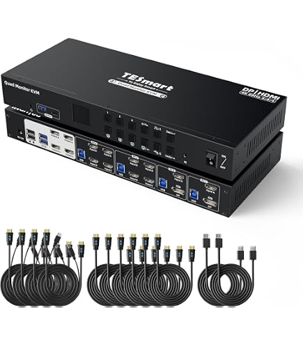 Amazon.com: TESmart 4 Port KVM Switch Dual Monitor DisplayPort