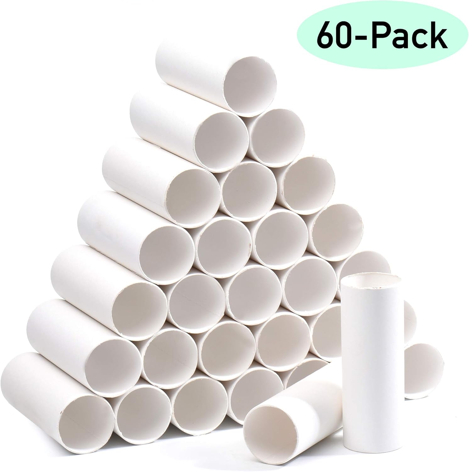 60 Pack Craft Rolls White Cardboard Tubes for DIY Crafts