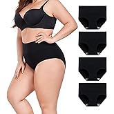 TUTUESTHER Plus Size Underwear for Women XL-5XL Cotton High Waist Women Briefs Full Coverage Ladies Panties 4 Pack