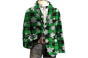 Ugly Christmas Blazers for Men Corduroy Slim Fit Open Front Jacket Funny Xmas Holiday Party Blazer with Pockets