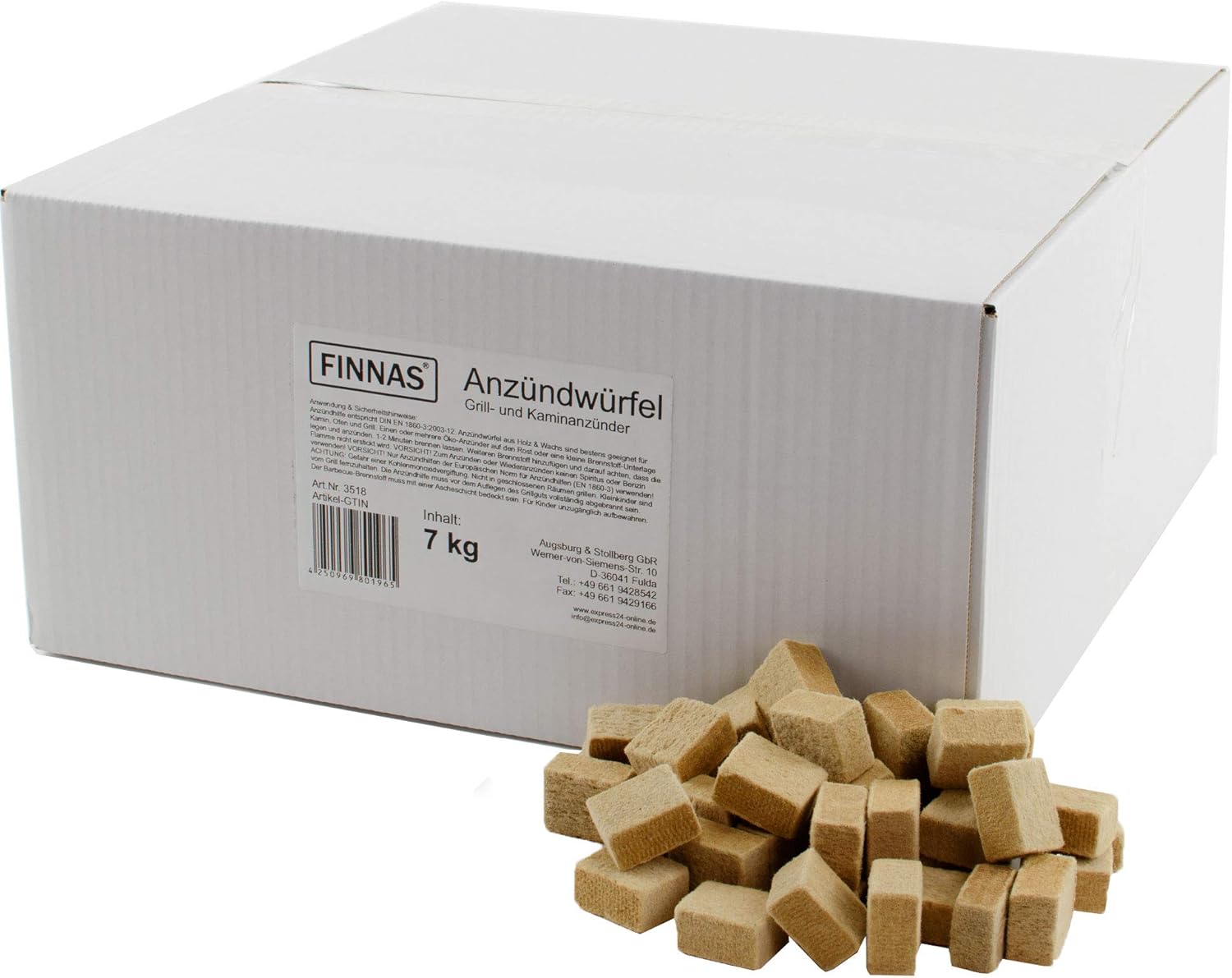 7 kg FINNAS Premium Öko-Kaminanzünder Anzündwürfel Grillanzünder Anzünder Ofenanzünder Feueranzünder Holz-Wachs-Anzünder Holzanzünder Ofen Kaminofen Kaminanzuender Kaminofenanzünder Fire Starter