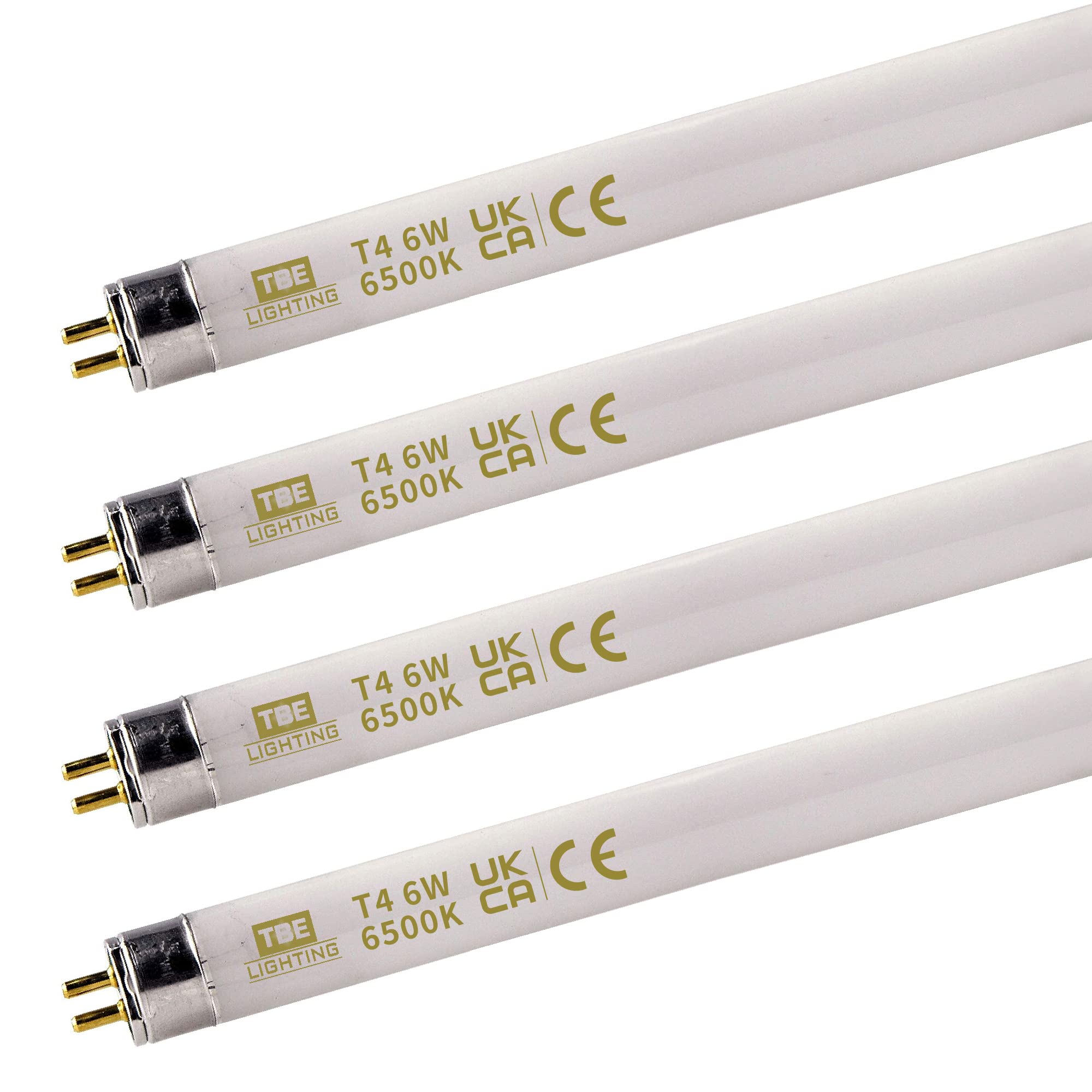 TBE LIGHTING T4 6w Fluorescent Tube Lamps 232mm - 4 Pack of CFL Bulbs - G5 2-Pin Base Fittings - T4 High Efficiency Lamps, Day Light White 6500K