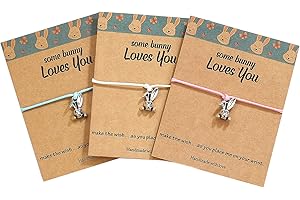 Ursilver Easter Gifts for Girls, Stainless Steel Adjustable Bunny Charm Bracelets Cute Bunny Rabbit Friendship Cards Easter Bunny Rabbit Bracelets Easter Gifts for Women Girls Teen Girls Jewelry