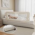 HOMEAL 59in Foldable Toddler Bed Rails, Bed Rail for Toddlers, Baby Bed Rail Guard for King Size,Twin Size, Full Size, Queen Size Beds, Bed Guard Rail, Beige