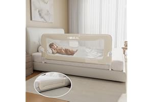 HOMEAL 59in Foldable Toddler Bed Rails, Bed Rail for Toddlers with U-Shape Base, Baby Bed Rail Guard for Twin Size, Full Size, Queen Size, King Size Beds, Bed Guard Rail, Beige
