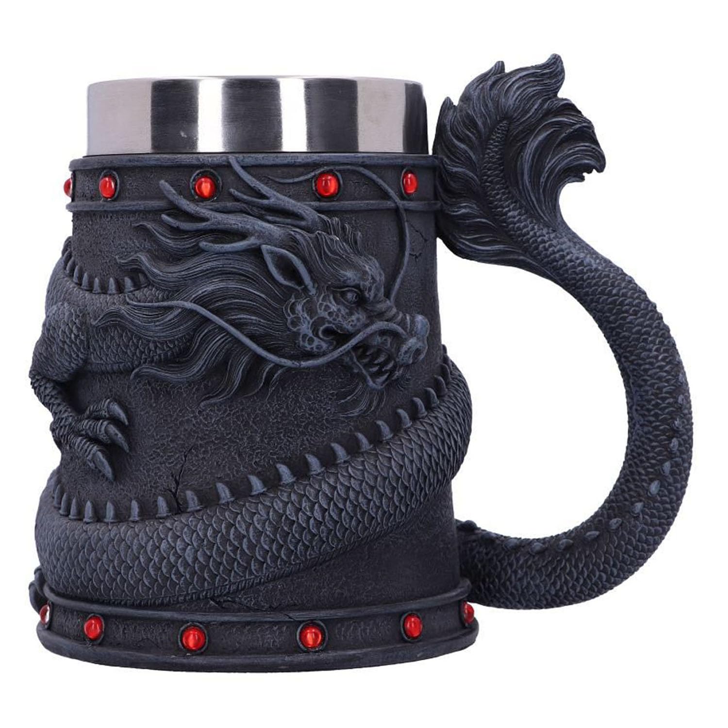 Nemesis Now Dragon Coil Tankard 16cm – Fantasy Dragon Mug – Hand-Painted Resin with Stainless Steel Insert