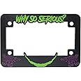 LP Frameworks Why So Serious? for Joker Motorcycle 3D License Plate Frame | 1 Pack Motorcycle License Plate Cover | Universal Motorcycle License Plate Holder | Auto Accessories (Lime Green and Purple)