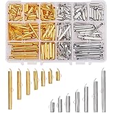 PH PandaHall 240pcs Slide On End Clasp Tubes Slider End Caps Crimp End Tube Slider Clasp for Bead Loom Slide Tube End Bar for Multi-Strand Necklace Bracelet Jewelry Making Platinum Golden 10~40mm