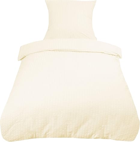 ZOLLNER Juego de Funda nórdica Beige algodón 100%, Cama 80-90 cm: Amazon.es: Hogar