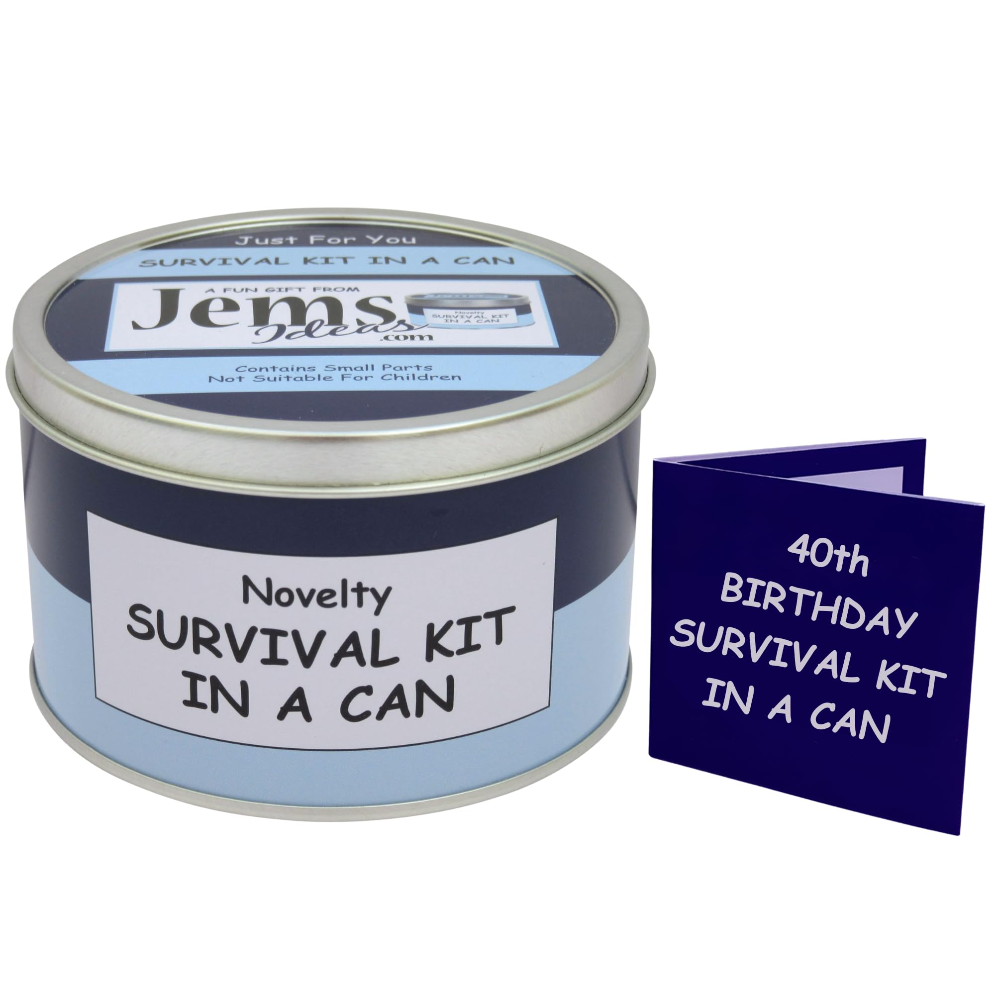 40th Birthday Survival Kit In A Can Gift. Novelty Fun Gifts For a Humorous Happy 40th. Gift Set Present For Men & Women Him or Her (Blue/Navy)