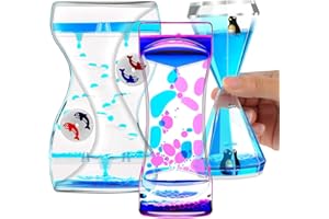 ABIQAQIBA Liquid Motion Bubbler Timer Set of 3 Different Shapes Fidget Timers for Kids Adults, Diamond Shape Liquid Anxiety Toys for Sensory, Oil Water Office Desk Toys, Christmas Stocking Filler Gift