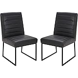 Amazon Brand – Rivet Decatur Modern Faux Leather Dining Chair, Set of 2, 21"W, Black