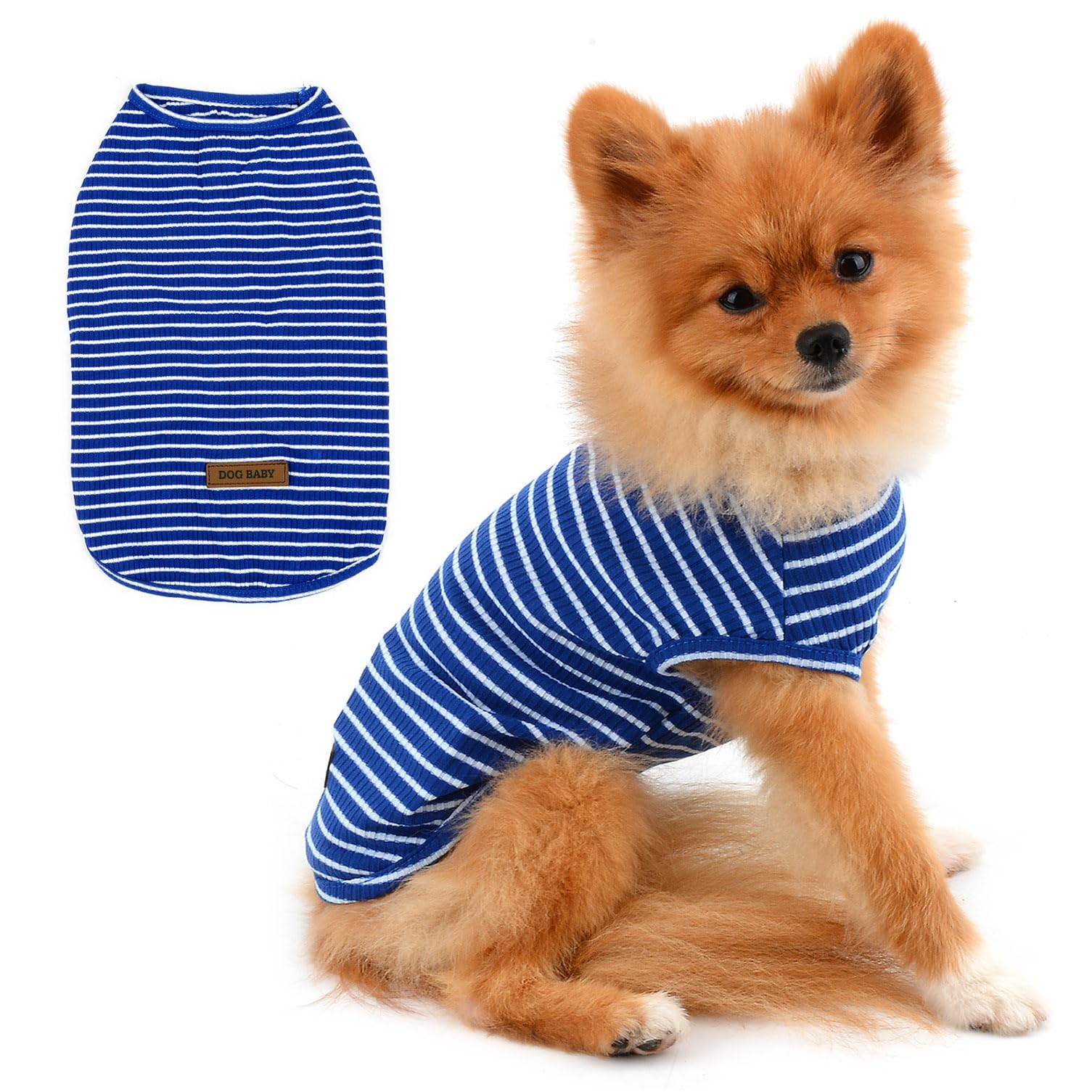 PAIDEFUL Clothes for Small Dogs Boy Girl Summer Striped Puppy T Shirt Vest Breathable Cotton Tee Sleeveless Chihuahua Yorkshire,Blue,Size XXL
