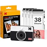 KODAK Mini Shot 2 Retro 2x3 Instant Camera, Photo Printer, 38 Sheet, White | Bluetooth, iPhone &amp; Android Smartphone Compatible, 13MP Camera, Retake Before Printing, Water, Fingerprint &amp; Fade Resistant