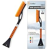 EcoNour 27" Aluminum Snow Brush with Ice Scrapers for Car Windshield and Window | Car Snow Scraper and Brush with Ergonomic F