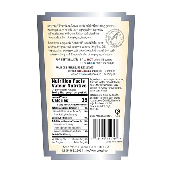 AMORETTI PREMIUM SYRUP, PEPPERMINT, 25.4 OUNCE