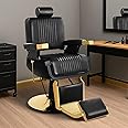 Tythical All Purpose Barber Chair, Reclining Hair Salon Hairdresser Chair with Removable Headrest, 360 Swivel Shampoo Beauty Salon Spa Styling Equipment for Barbershop, Black Gold