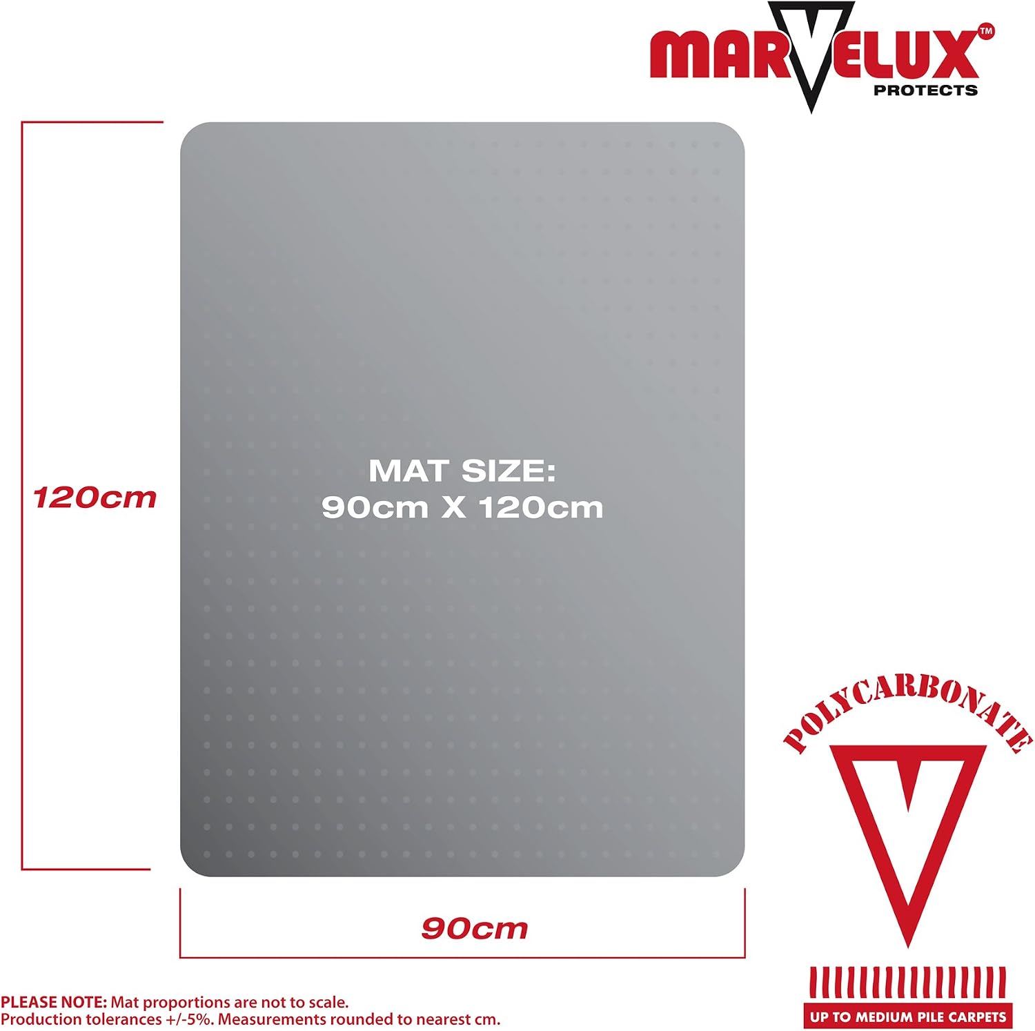 Marvelux 90 x 120cm Premium Polycarbonate Chair Mat - Image 3