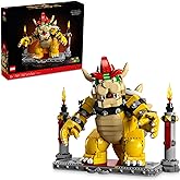 LEGO Super Mario The Mighty Bowser 71411, King of Koopas 3D Model Building Kit, Collectible Posable Character Figure with Bat