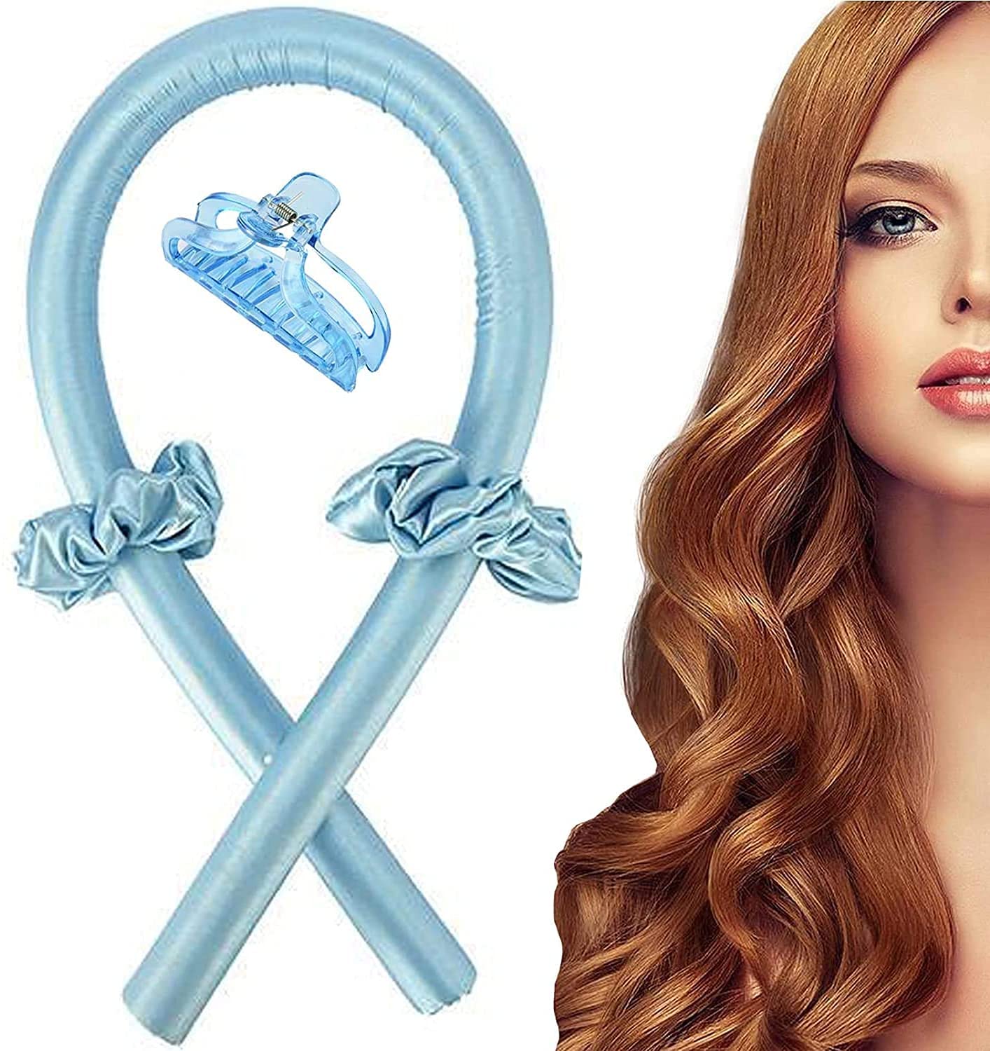 Heatless Curlers Headband,Heatless Curls,No Heat Wave Hair Curlers Styling Tools for Long Medium Hair,Hair Curlers Make Hair Soft And Shiny(Blue)