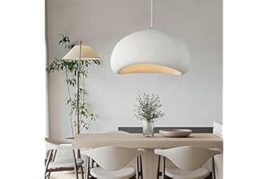 JAYMP 50cm Wabi Sabi Pendant Light for Dining Room Kitchen Island Hallway Restaurant Modern Hanging Lamp E26 Base Japanese Style Bird Nest Shape Lighting Fixture (Matte White, B Shape, 50cm/19.7in)