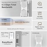TP-Link RE405BE BE6500 Dual Band Wi-Fi 7 Extender 2.5 Gbps Port Easy Setup view 2