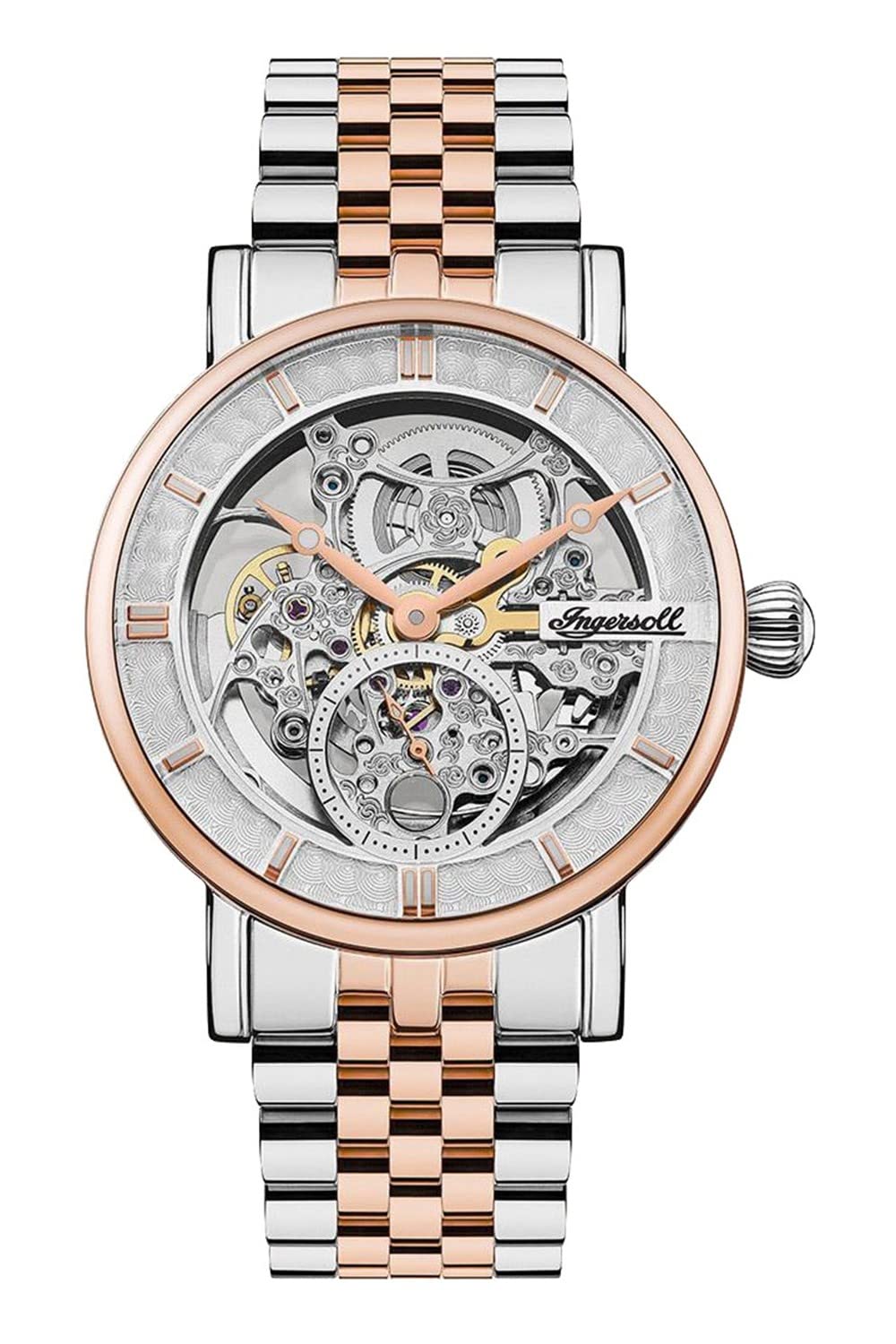 Ingersoll The Herald Mens 40mm Automatic Watch with Silver Skeleton Dial and Two Tone Stainless Steel Bracelet I00410