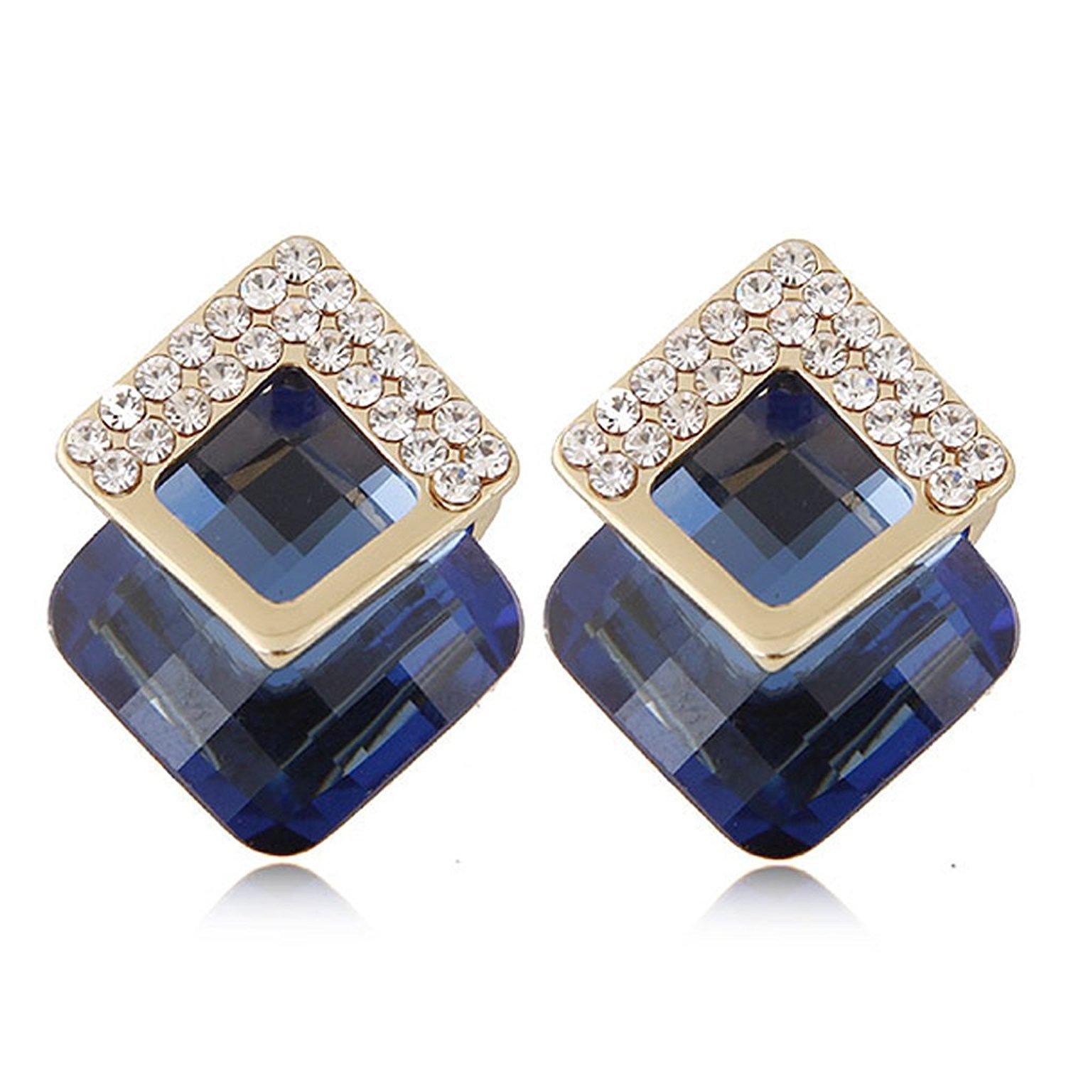 shining diva fashion 18k gold plated crystal stud earrings for women & girls