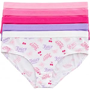 Juicy Couture Girls' Briefs Underwear, 5 Pack