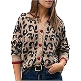 GORGLITTER Women's Plus Size Leopard Print Cardigan Sweaters Trendy Button Up Old Money Business Casual Fall Tops