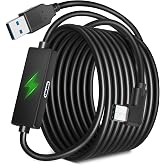 Kuject 20FT Link Cable with Charging for Meta Quest 3S / 3/2 / Pro, Pico 4 | USB 3.0, 5Gbp High Speed Data Transfer, USB A to USB C Modem Cable for Steam VR Headset Accessories and Gaming PC