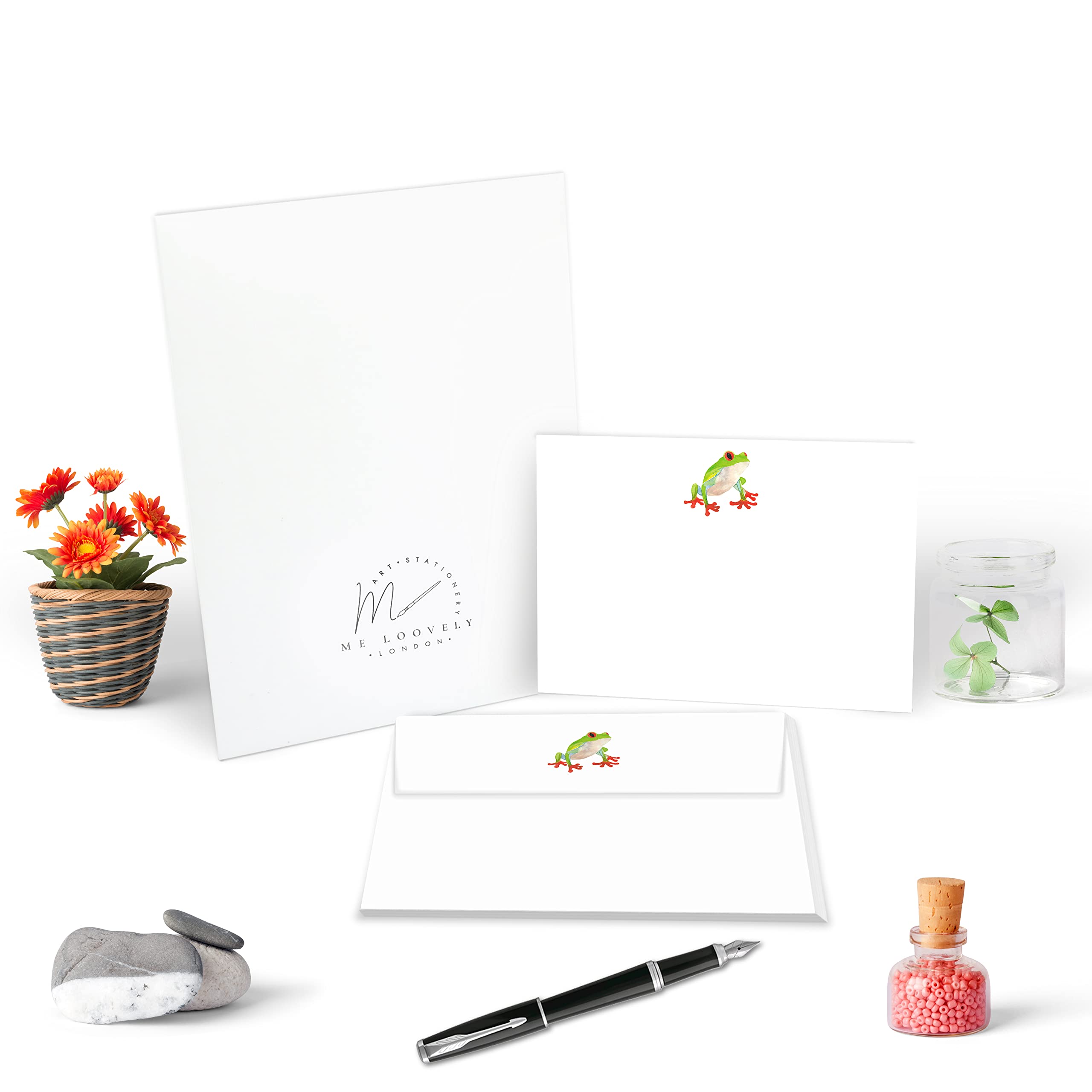 Me Loovely Frog Flat Notecard and Envelopes Sets Stationery Correspondence Card Writing Supplies All Occasions Blank Greeting Cards | Christmas Gifts (10 Cards and 10 Envelopes with Gift Envelope)