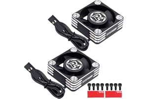 JUZUXI 2 Pack 30mm RC Motor Heatsink 28000RPM ESC Cooling Fan for Rc Model 1/8 1/10 1/12 Scale RC Car Truck Buggy Truggy 540 550 Brushless Motor (Black)